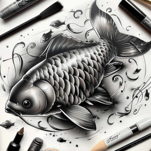 water-animals tattoo design ideas Surrealism illusionary oceanic soul for shin