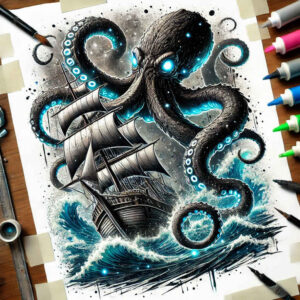 water-animals tattoo design ideas Realism depth of field ripple pattern shows determination