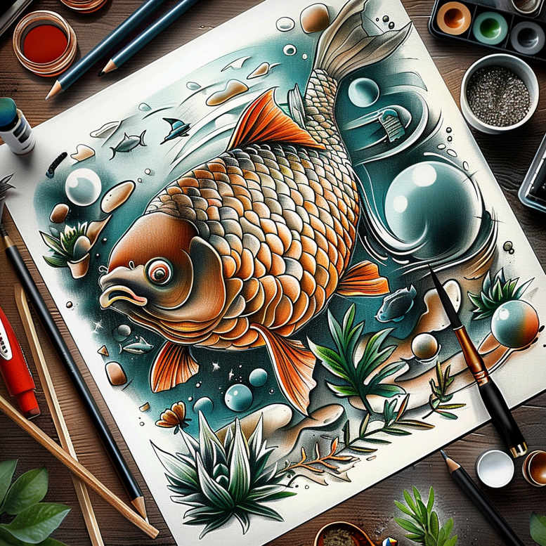 water-animals tattoo design ideas balanced color ripple pattern symbol of resilience