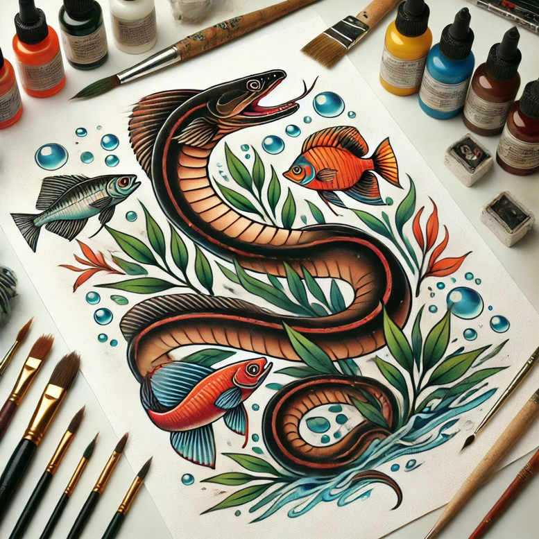 water-animals tattoo design ideas bold motifs scale texture for palm