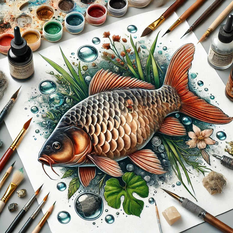 water-animals tattoo design ideas luminous scale texture symbolising courage