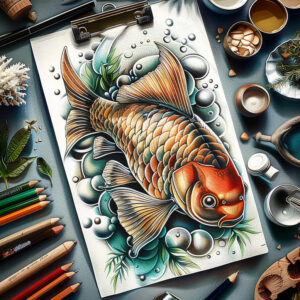water-animals tattoo design ideas Surrealism illusionary sea creature shows determination
