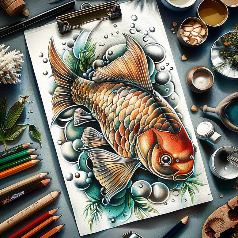 water-animals tattoo design ideas Surrealism illusionary sea creature shows determination