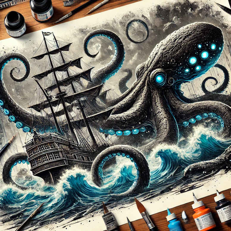 water-tattoo-motifs-neotraditional-layered-fill-for-lower-thigh – tattoo design ideas free ai generated – Gallery: water-animals-inkby-ai