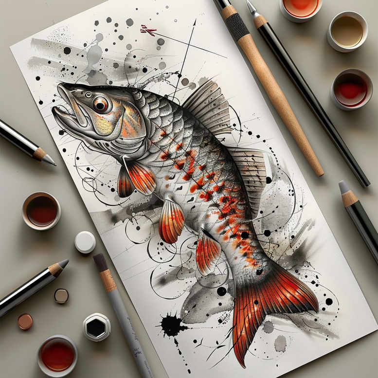 water-tattoo-motifs-neotraditional-clean-fill-for-inner-arm – tattoo design ideas free ai generated – Gallery: water-animals-inkby-ai
