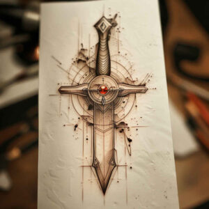 crossbows-celestial-for-upper-chest – tattoo design ideas free ai generated – Gallery: weapons-inkby-ai