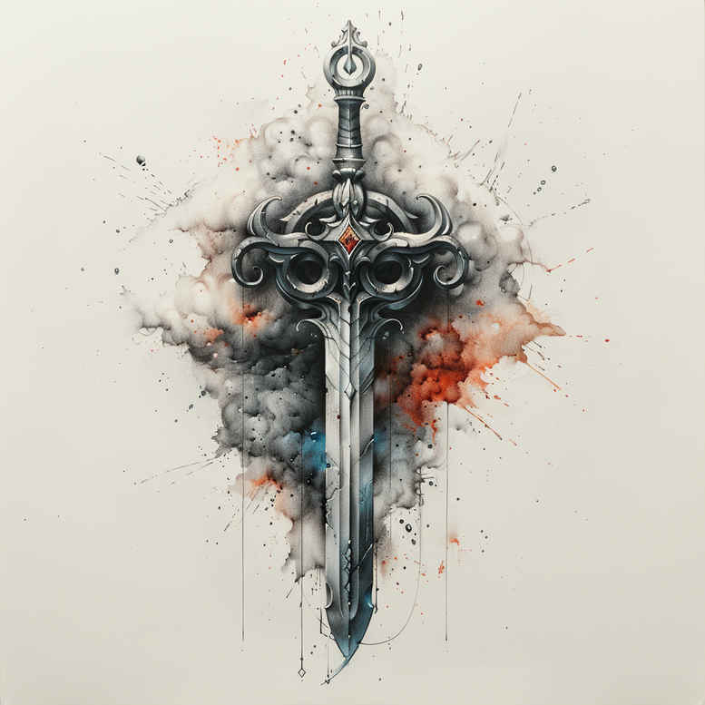 daggers-delicate-outline-for-upper-back – tattoo design ideas free ai generated – Gallery: weapons-inkby-ai