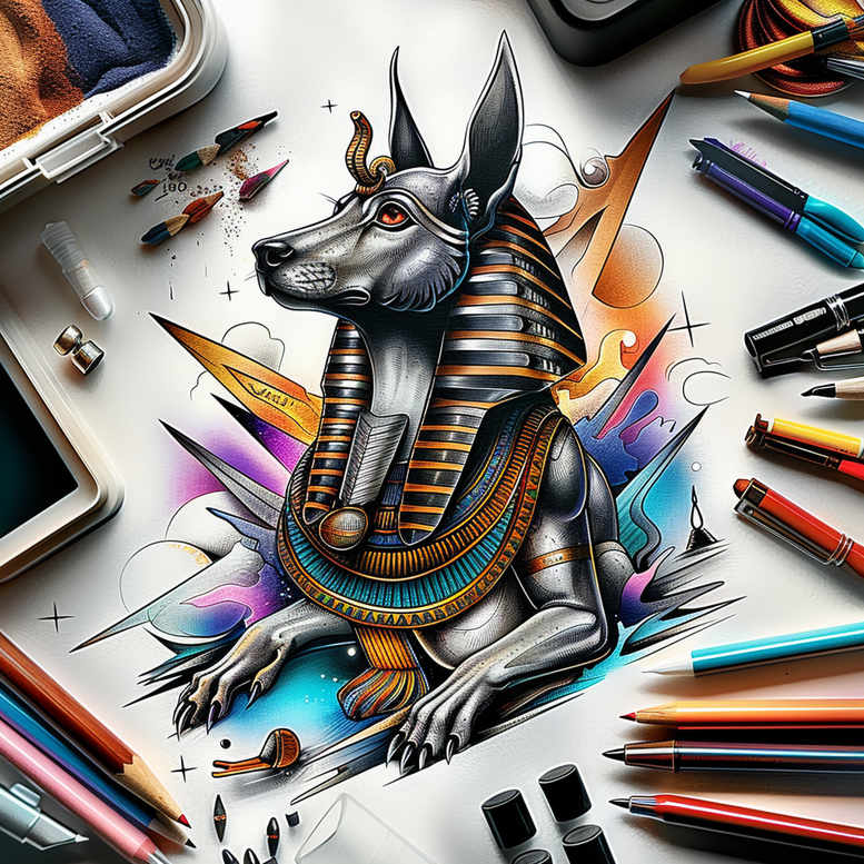 anubis-black-jackal-surface-complexity-for-heel – tattoo design ideas free ai generated – Gallery: anubis-inkby-ai