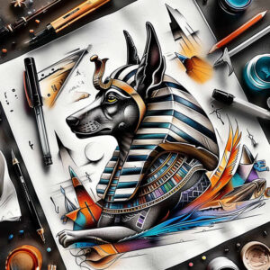 anubis tattoo design ideas Realism depth realism ancient for shin