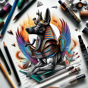 anubis tattoo design ideas Realism deep shadows priest for back of neck