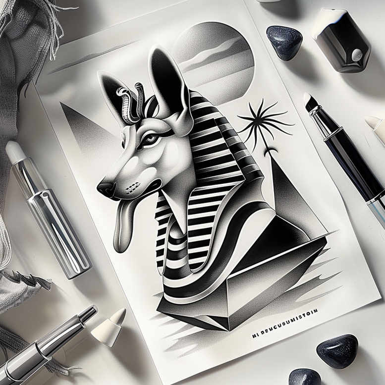 anubis tattoo design ideas Realism high definition protector spirit for calf