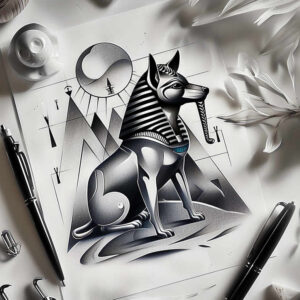 anubis tattoo design ideas contoured forms spiritual guide for upper chest