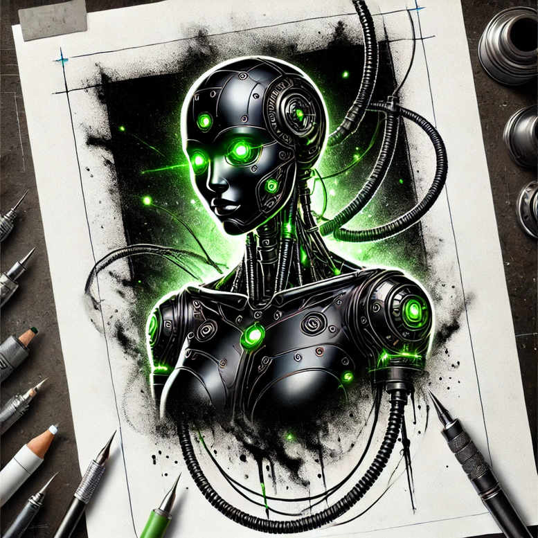 biomechanics tattoo design ideas Surrealism chromatic flux robotic style for temple
