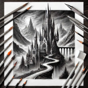 fortified-castle-chilling-realistic-perspective – tattoo design ideas free ai generated – Gallery: castles-inkby-ai
