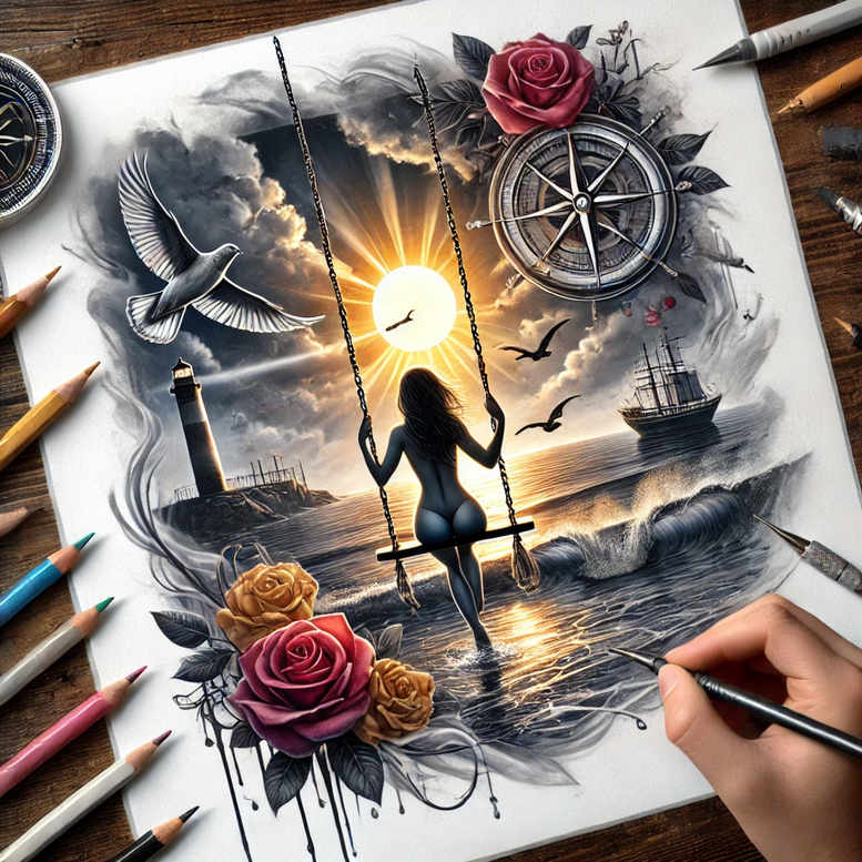 mythological-figure-natural-contrast-gentle – tattoo design ideas free ai generated – Gallery: characters-inkby-ai