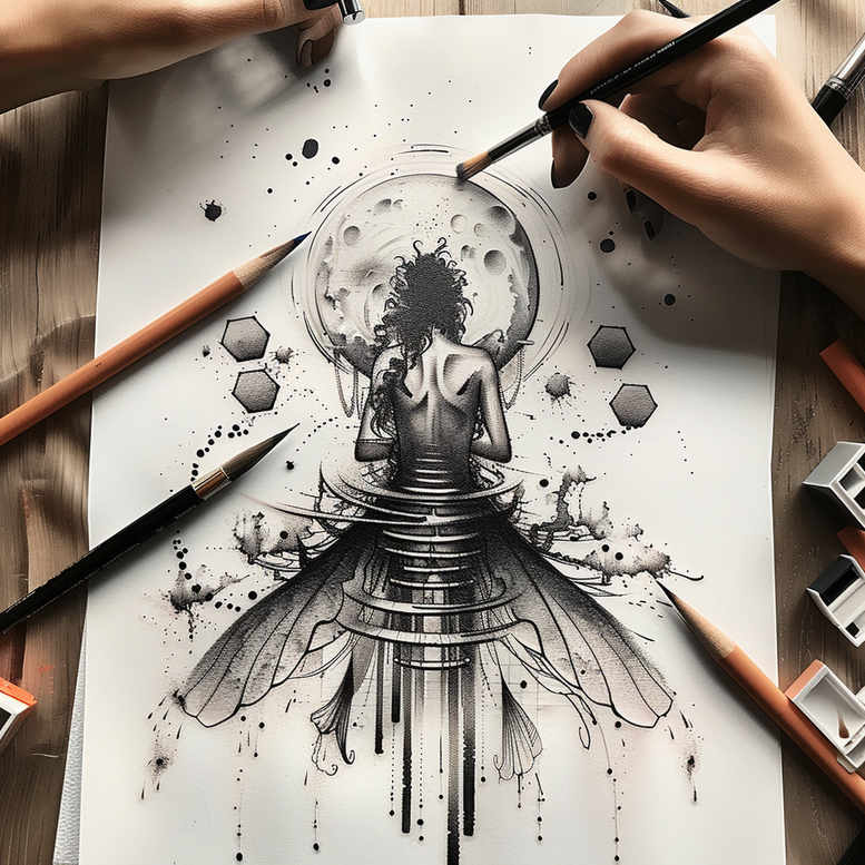 symbolic-figure-light-and-shadow-play-precise – tattoo design ideas free ai generated – Gallery: characters-inkby-ai