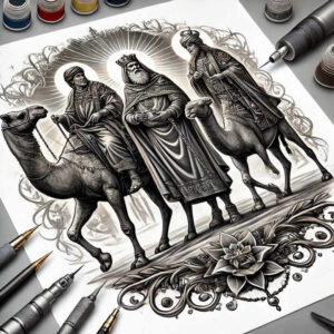 divine-messenger-light-play-for-back-shoulder – tattoo design ideas free ai generated – Gallery: christian-characters-inkby-ai