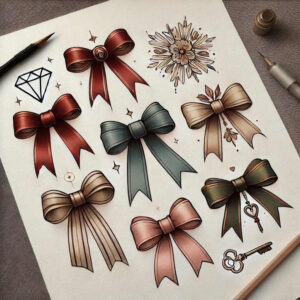 small-decorative-bow-fine-line-for-shoulder-blade – tattoo design ideas free ai generated – Gallery: cockades-inkby-ai