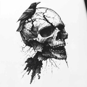 crows-depth-perception-for-upper-thigh – tattoo design ideas free ai generated – Gallery: crows-and-ravens-inkby-ai