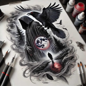crow-tattoo-detail-accuracy-for-elbow – tattoo design ideas free ai generated – Gallery: crows-and-ravens-inkby-ai