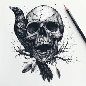 crow-silhouette-highlight-detail-for-back-shoulder – tattoo design ideas free ai generated – Gallery: crows-and-ravens-inkby-ai
