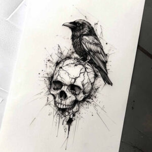 crow-shadow-blended-gradients-for-behind-ear – tattoo design ideas free ai generated – Gallery: crows-and-ravens-inkby-ai