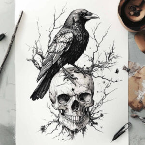 raven-call-ink-precision-for-ankle – tattoo design ideas free ai generated – Gallery: crows-and-ravens-inkby-ai