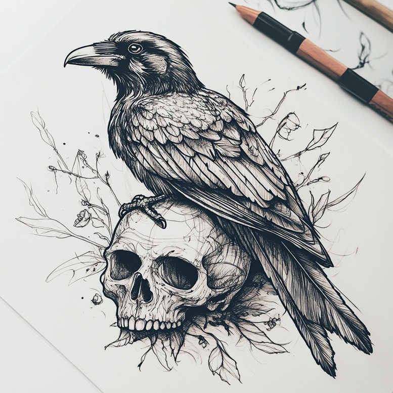 raven-and-fire-emotional-depth-for-side-torso – tattoo design ideas free ai generated – Gallery: crows-and-ravens-inkby-ai