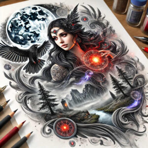 crow-omen-contrast-ink-for-upper-back – tattoo design ideas free ai generated – Gallery: crows-and-ravens-inkby-ai