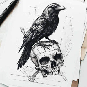 crow-silhouette-transparent-layer-for-lower-arm – tattoo design ideas free ai generated – Gallery: crows-and-ravens-inkby-ai