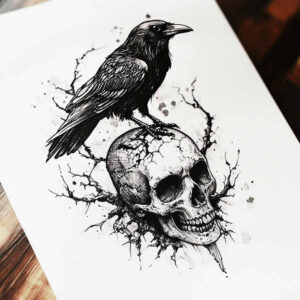 raven-and-moon-natural-color-palette-for-hand – tattoo design ideas free ai generated – Gallery: crows-and-ravens-inkby-ai
