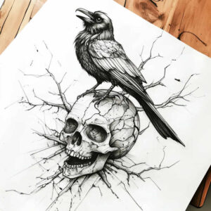 raven-watcher-ultra-detailed-for-fingers – tattoo design ideas free ai generated – Gallery: crows-and-ravens-inkby-ai