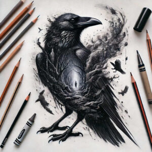 raven-messenger-micro-detail-for-forearm – tattoo design ideas free ai generated – Gallery: crows-and-ravens-inkby-ai