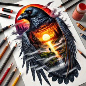crow-tattoo-high-fidelity-for-back-of-neck – tattoo design ideas free ai generated – Gallery: crows-and-ravens-inkby-ai