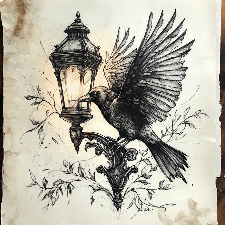 crows-and-ravens tattoo design ideas Realism subtle gradients feather patterns symbol of perseverance