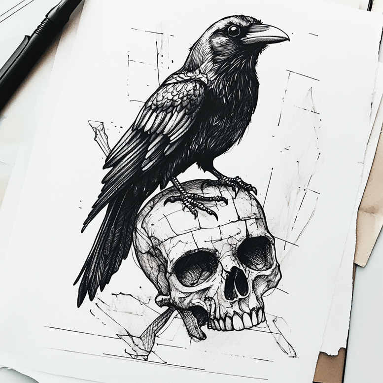 crows-and-ravens tattoo design ideas Surrealism morphic fierce shows endurance