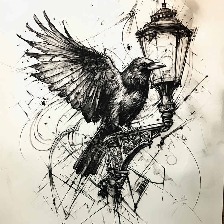 crows-and-ravens tattoo design ideas Realism precise gradient folklore for behind ear