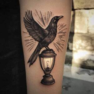 crows-and-ravens tattoo design ideas metallic folklore resilience and power