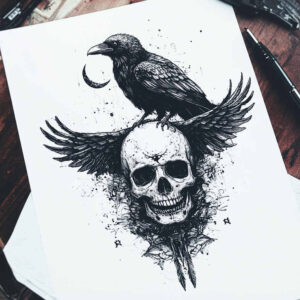 crows-and-ravens tattoo design ideas strong contrast night motifs represents courage