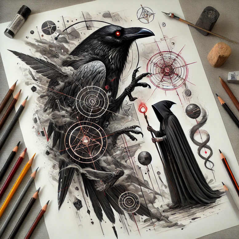 crows-and-ravens tattoo design ideas Surrealism surreal lighting shadow and light for shoulder
