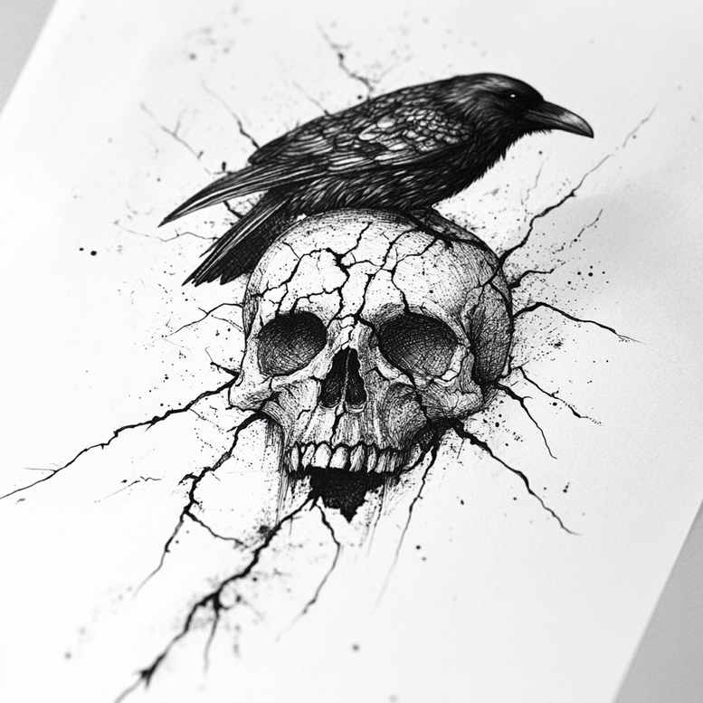 crows-and-ravens tattoo design ideas artistic contrast sharp eyes for full back