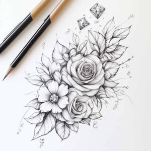 calm-design – tattoo design ideas free ai generated – symbol-mark – for-neck – Gallery: delicate-flowers-inkby-ai