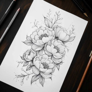 clean-background – tattoo design ideas free ai generated – empty-space – for-outer-arm – Gallery: delicate-flowers-inkby-ai