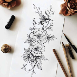 clean-background – tattoo design ideas free ai generated – essential – for-side – Gallery: delicate-flowers-inkby-ai