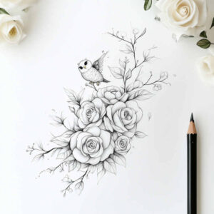 delicate-line – tattoo design ideas free ai generated – lightweight – for-ankle – Gallery: delicate-flowers-inkby-ai