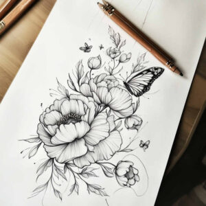 delicate-ornament – tattoo design ideas free ai generated – concise – for-chest – Gallery: delicate-flowers-inkby-ai