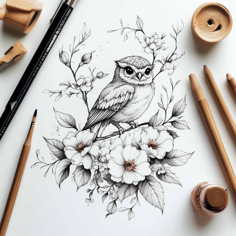 delicate-ornament – tattoo design ideas free ai generated – elegant – for-upper-shoulder – Gallery: delicate-flowers-inkby-ai