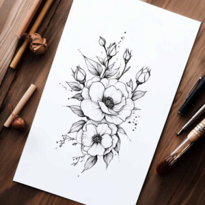 delicate-ornament – tattoo design ideas free ai generated – unadorned – for-chest – Gallery: delicate-flowers-inkby-ai