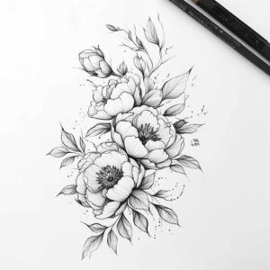 delicate-shadow – tattoo design ideas free ai generated – single-dot – for-lower-thigh – Gallery: delicate-flowers-inkby-ai