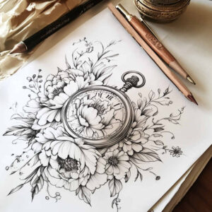 delicate-silhouette – tattoo design ideas free ai generated – abstract – for-inner-arm – Gallery: delicate-flowers-inkby-ai
